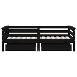 Giroletto Bambini con Cassetti Nero 70x140cm Massello di Pino