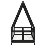 Giroletto per Bambini Nero 70x140 cm in Legno Massello di Pino