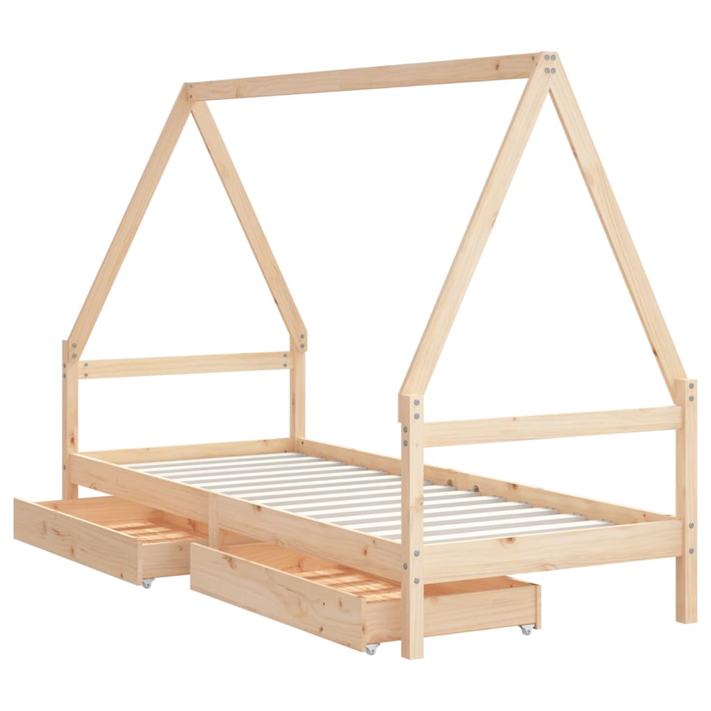 Giroletto Bambini con Cassetti 80x200 cm Legno Massello di Pino