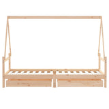 Giroletto Bambini con Cassetti 90x200 cm Legno Massello di Pino