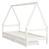 Giroletto Bambini con Cassetti Bianco 90x200cm Massello di Pino