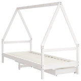 Giroletto Bambini con Cassetti Bianco 90x200cm Massello di Pino