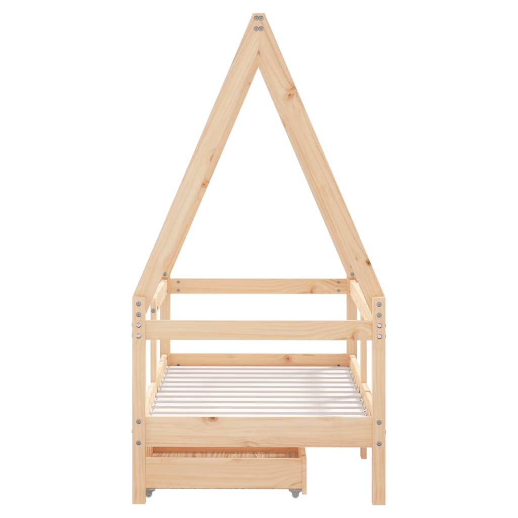 Giroletto Bambini con Cassetti 70x140 cm Legno Massello di Pino