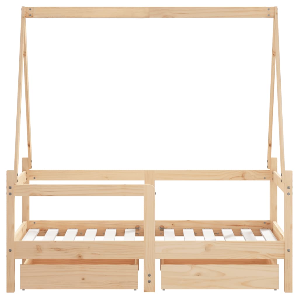 Giroletto Bambini con Cassetti 70x140 cm Legno Massello di Pino