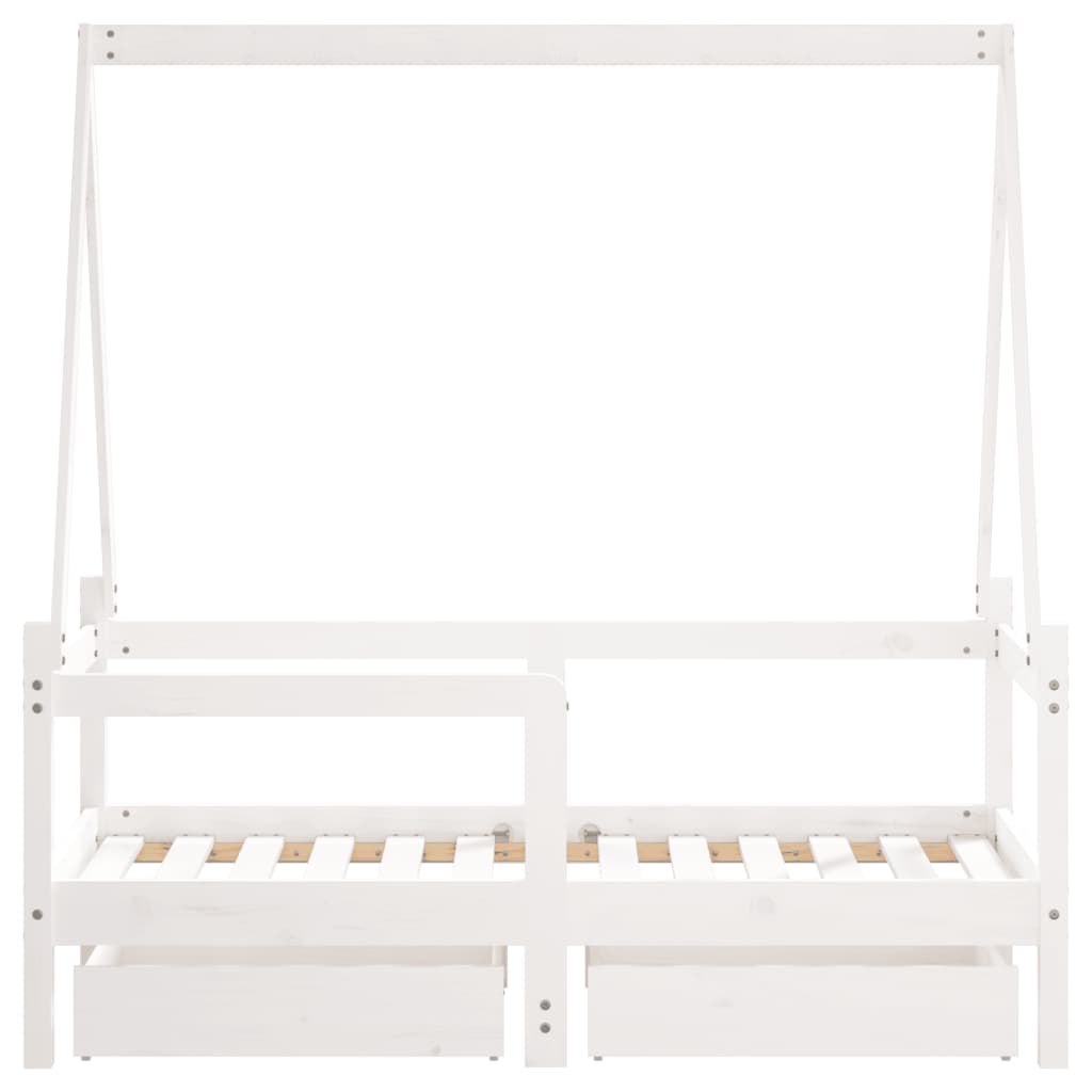 Giroletto Bambini con Cassetti Bianco 70x140cm Massello di Pino