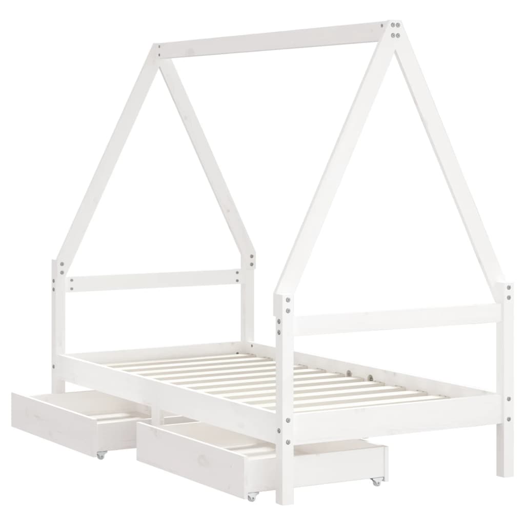 Giroletto Bambini con Cassetti Bianco 80x160 cm Massello Pino