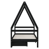 Giroletto per Bambini con Cassetti Nero 80x160 cm Massello Pino