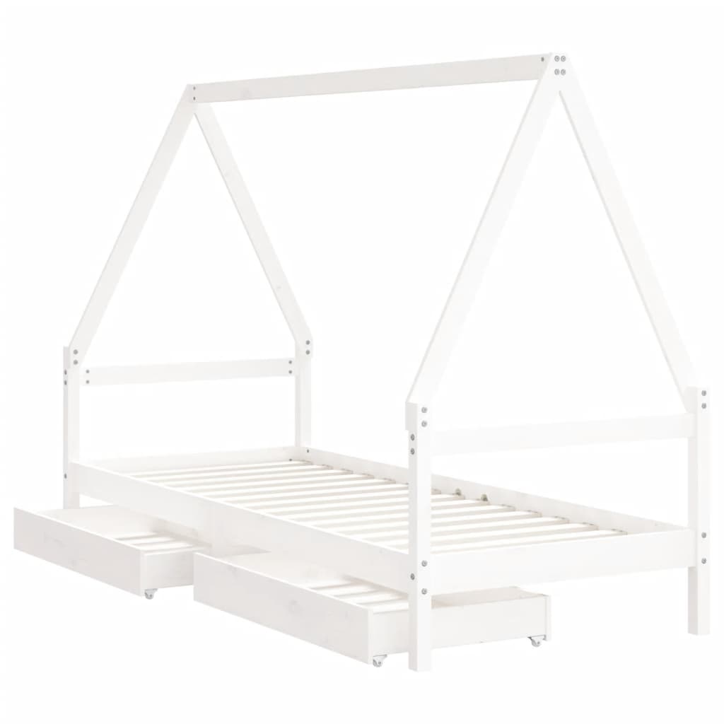 Giroletto Bambini con Cassetti Bianco 90x190 cm Massello Pino