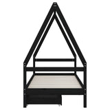 Giroletto per Bambini con Cassetti Nero 90x190 cm Massello Pino