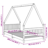 Giroletto per Bambini Nero 90x200 cm in Legno Massello di Pino