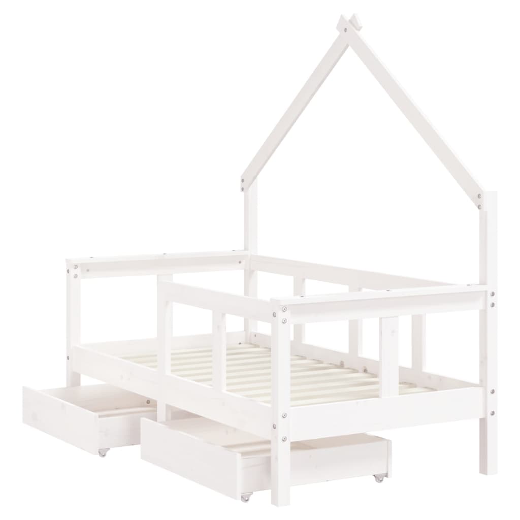 Giroletto Bambini con Cassetti Bianco 70x140cm Massello di Pino