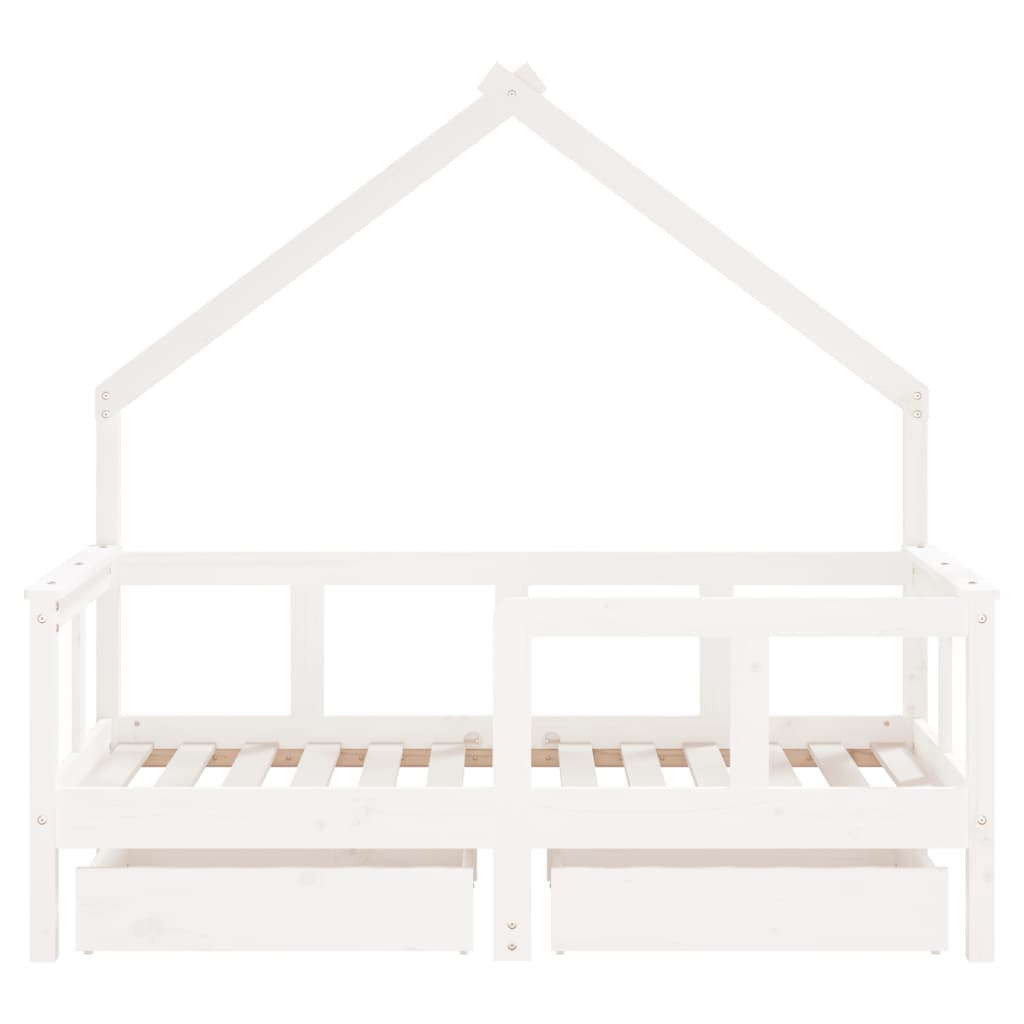 Giroletto Bambini con Cassetti Bianco 70x140cm Massello di Pino