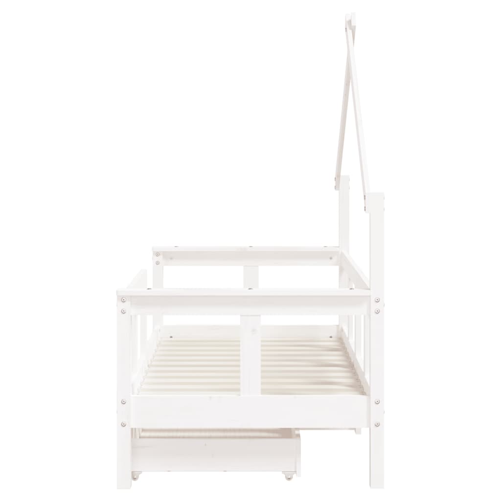 Giroletto Bambini con Cassetti Bianco 70x140cm Massello di Pino