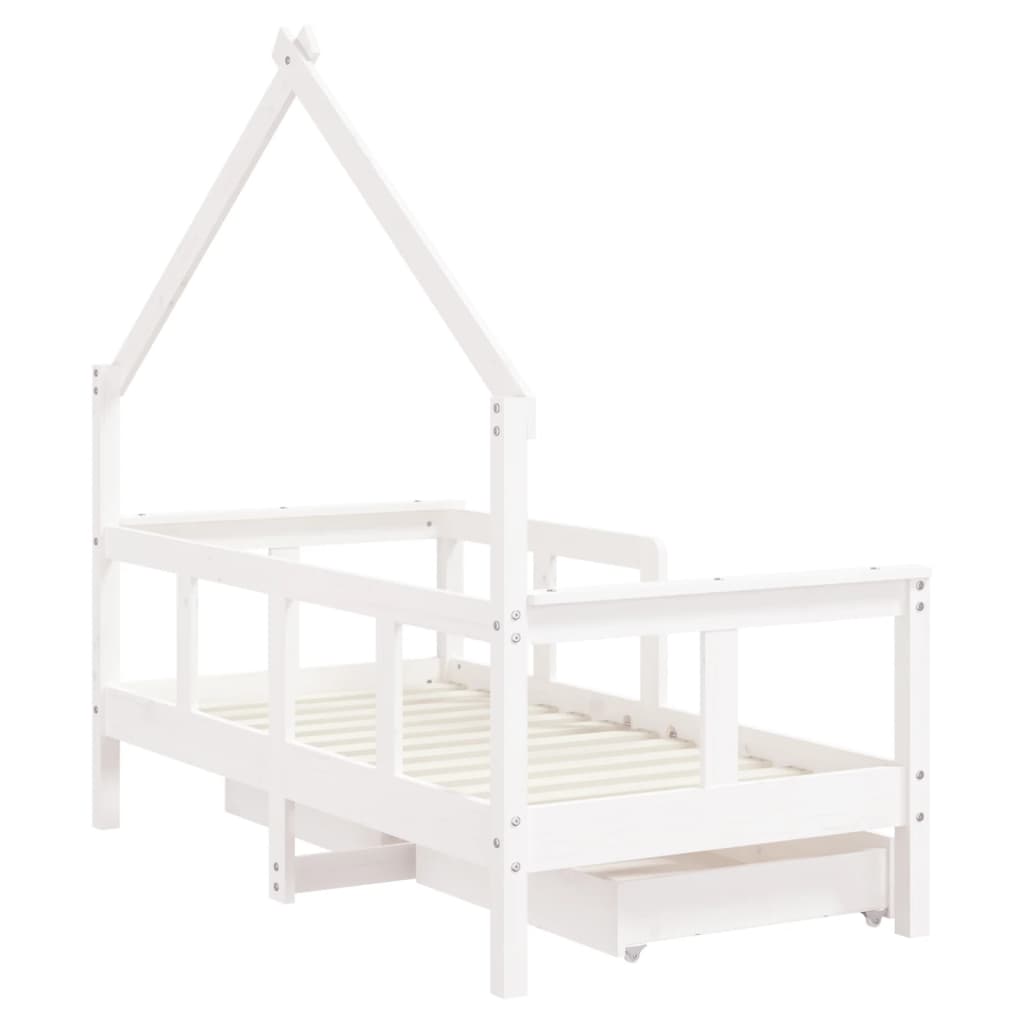 Giroletto Bambini con Cassetti Bianco 70x140cm Massello di Pino