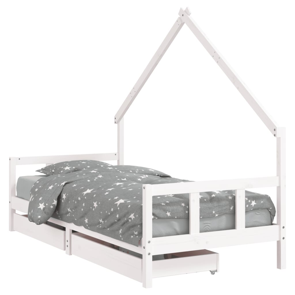 Giroletto Bambini con Cassetti Bianco 90x190 cm Massello Pino