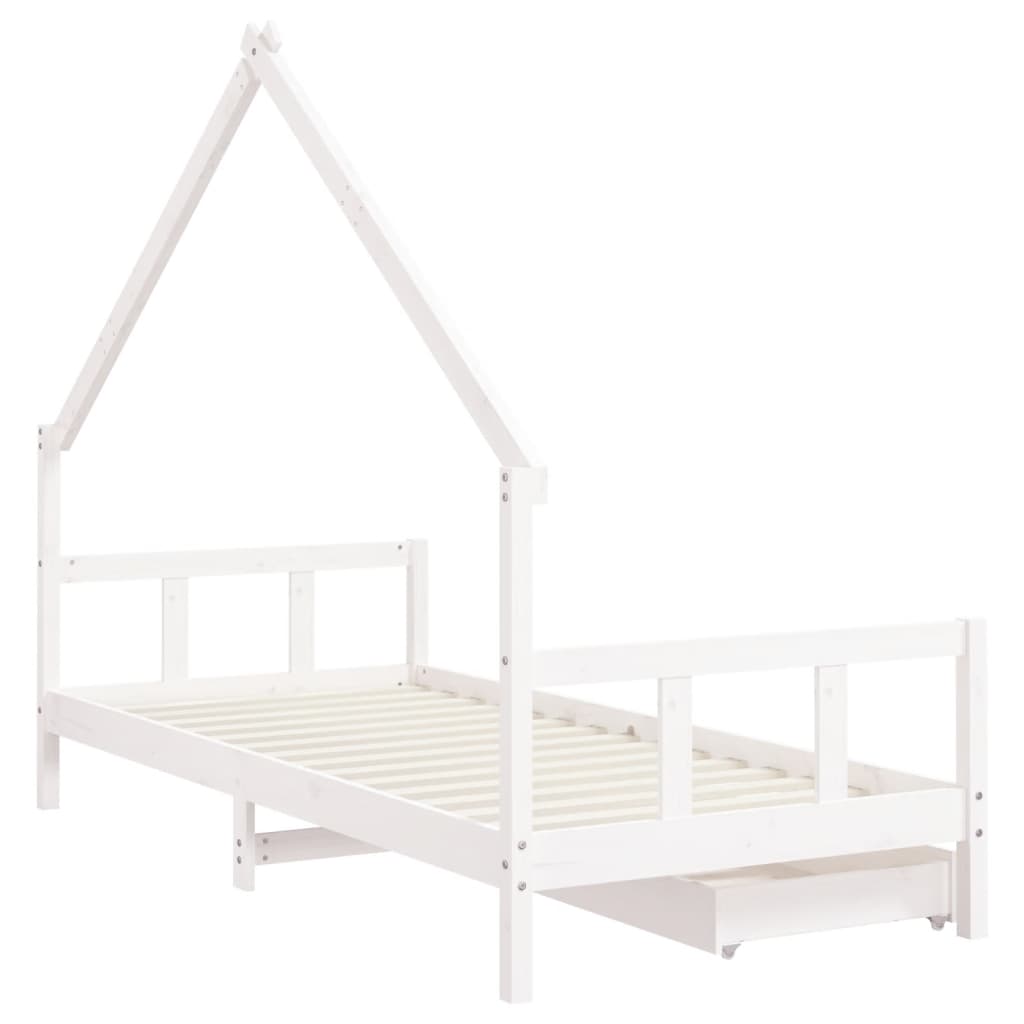 Giroletto Bambini con Cassetti Bianco 90x190 cm Massello Pino