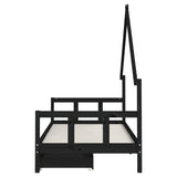 Giroletto per Bambini con Cassetti Nero 90x190 cm Massello Pino