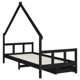 Giroletto per Bambini con Cassetti Nero 90x190 cm Massello Pino