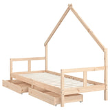 Giroletto Bambini con Cassetti 80x200 cm Legno Massello di Pino