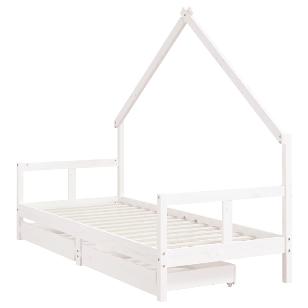 Giroletto Bambini con Cassetti Bianco 80x200cm Massello di Pino