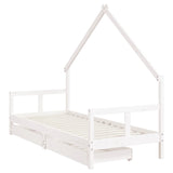 Giroletto Bambini con Cassetti Bianco 80x200cm Massello di Pino