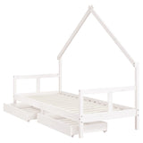 Giroletto Bambini con Cassetti Bianco 80x200cm Massello di Pino