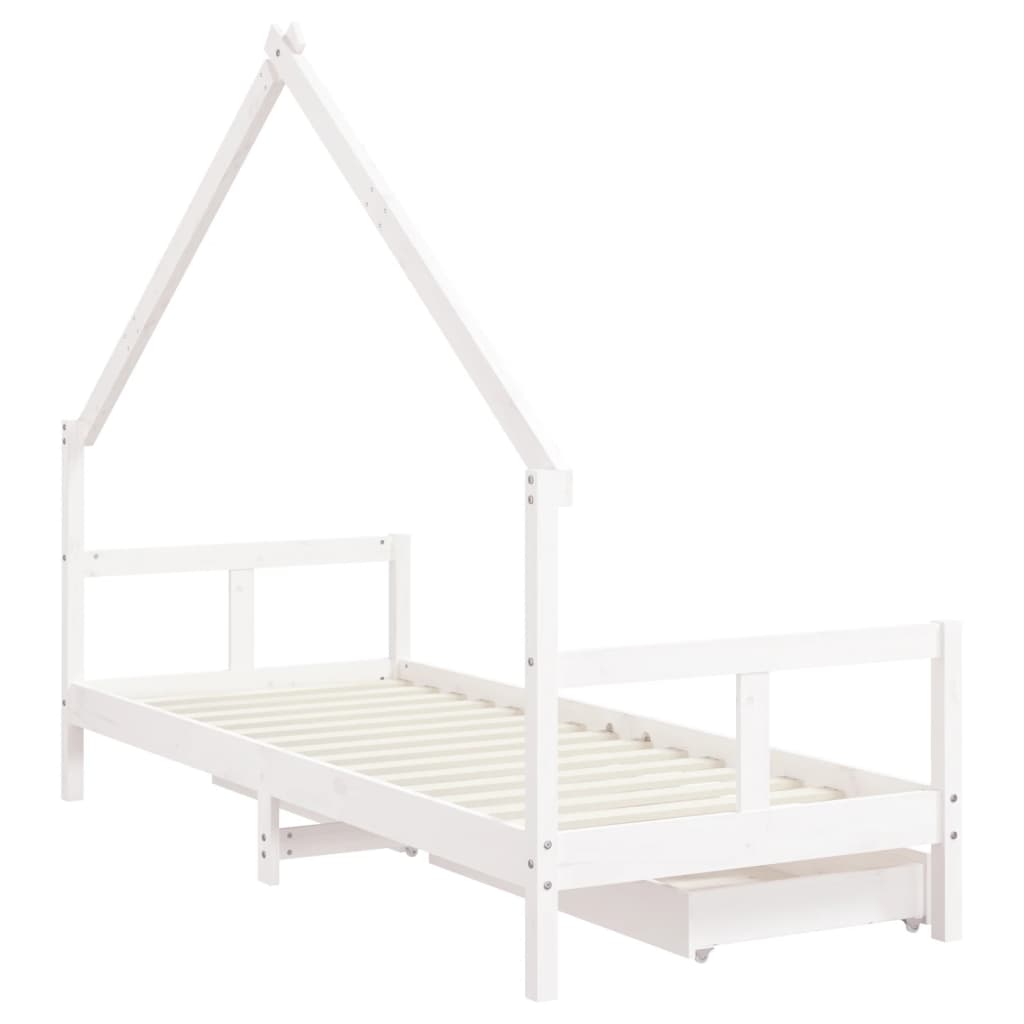 Giroletto Bambini con Cassetti Bianco 80x200cm Massello di Pino