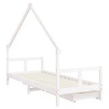 Giroletto Bambini con Cassetti Bianco 80x200cm Massello di Pino