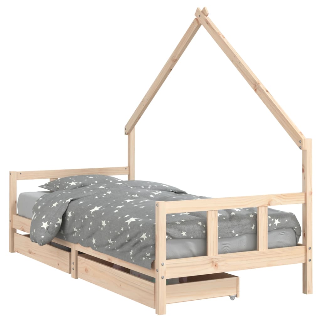 Giroletto Bambini con Cassetti 90x200 cm Legno Massello di Pino