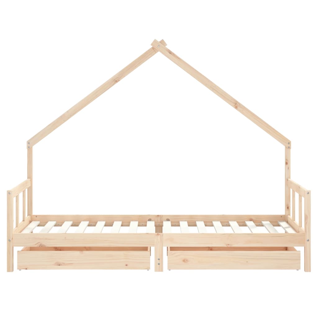 Giroletto Bambini con Cassetti 90x200 cm Legno Massello di Pino