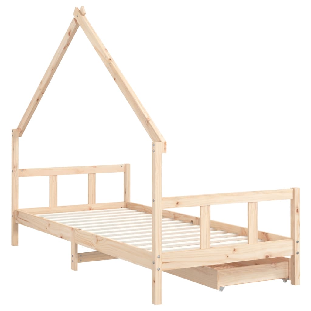 Giroletto Bambini con Cassetti 90x200 cm Legno Massello di Pino