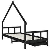 Giroletto Bambini con Cassetti Nero 90x200cm Massello di Pino