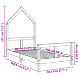 Giroletto per Bambini Bianco 80x160cm in Legno Massello di Pino