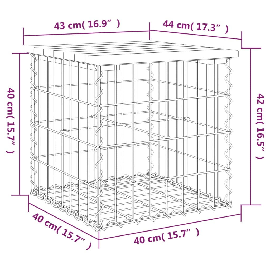 Panca da Giardino Design Gabbione 43x44x42 cm Massello Douglas