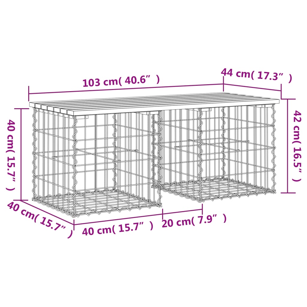 Panca da Giardino Design Gabbione 103x44x42 cm Pino Impregnato