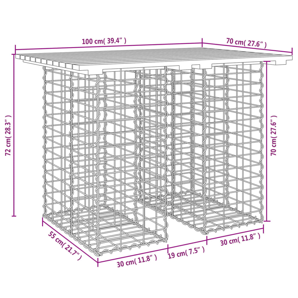 Panca da Giardino Design Gabbione 100x70x72 cm Massello Douglas