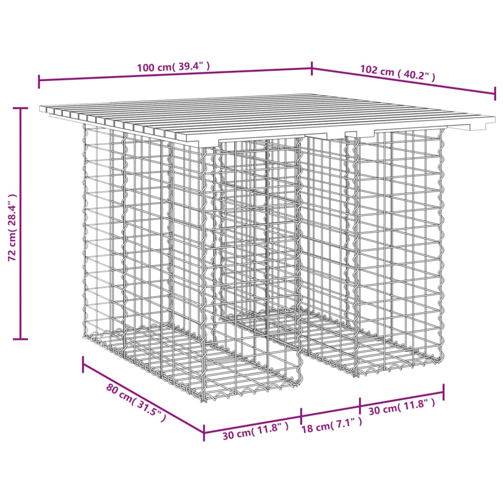 Panca da Giardino Design Gabbione 100x102x72cm Massello Douglas