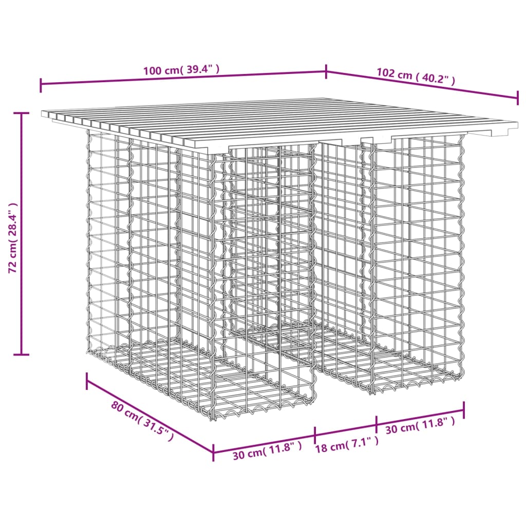 Panca da Giardino Design Gabbione 100x102x72 cm Pino Impregnato