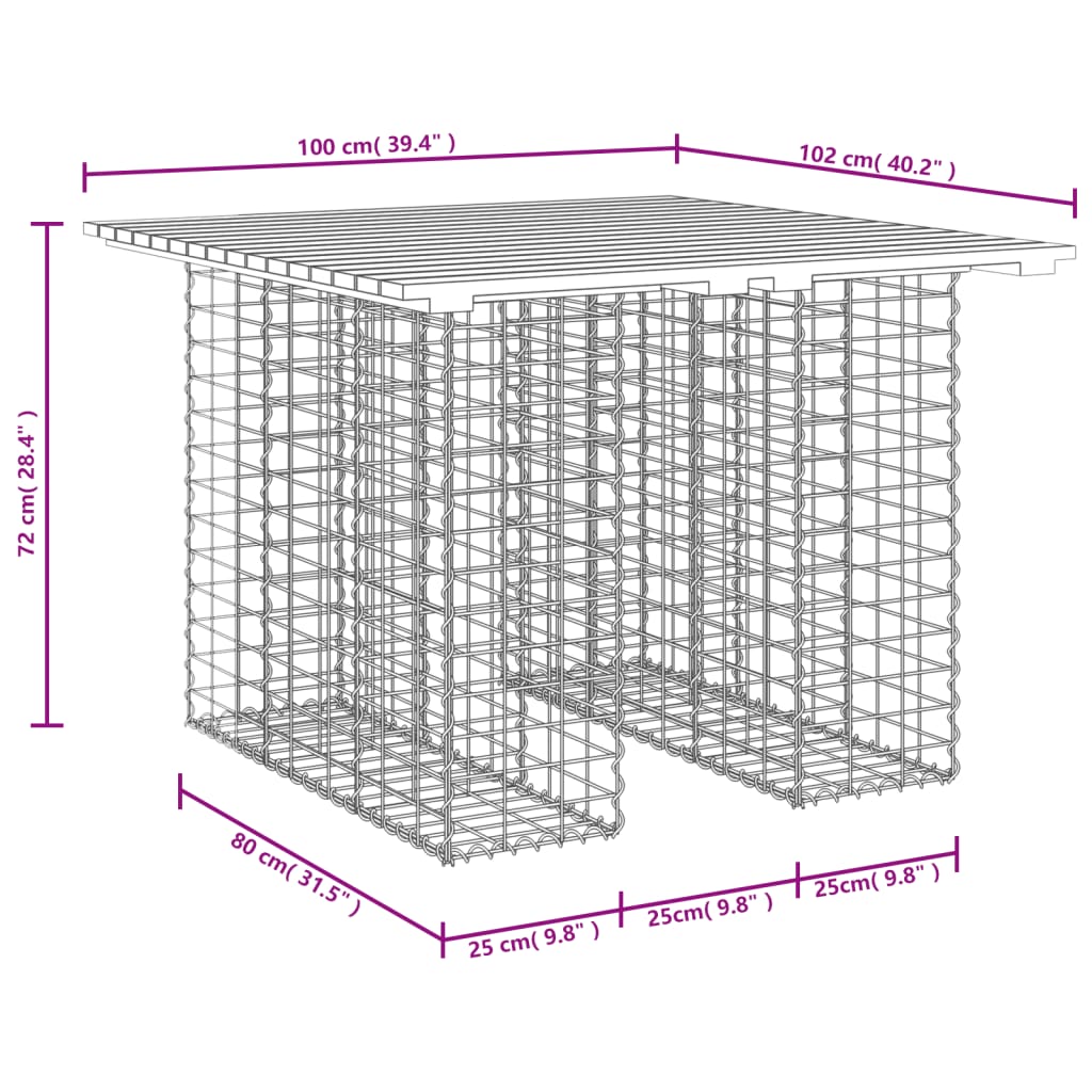 Panca da Giardino Design Gabbione 100x102x72cm Massello Douglas