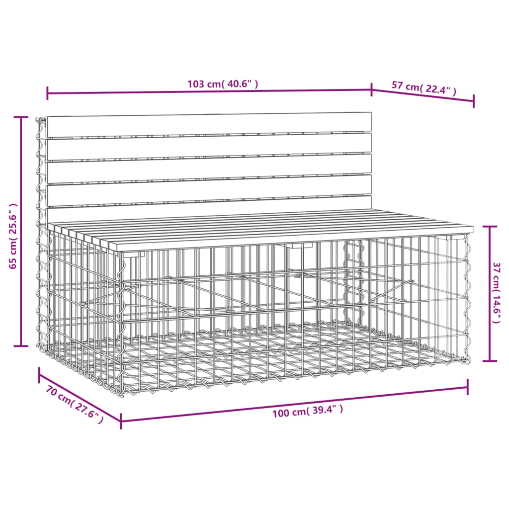 Panca da Giardino Design Gabbione 103x70x65 cm Massello Douglas