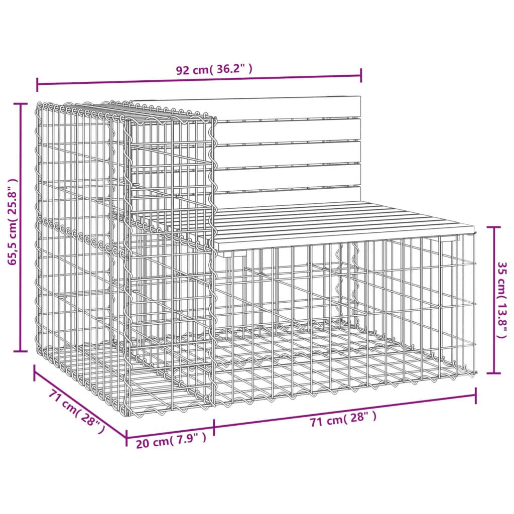 Panca Giardino Design Gabbione 92x71x65,5 cm Massello Douglas