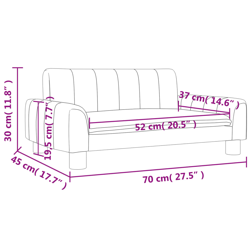 Divano per Bambini Grigio Scuro 70x45x30 cm in Tessuto