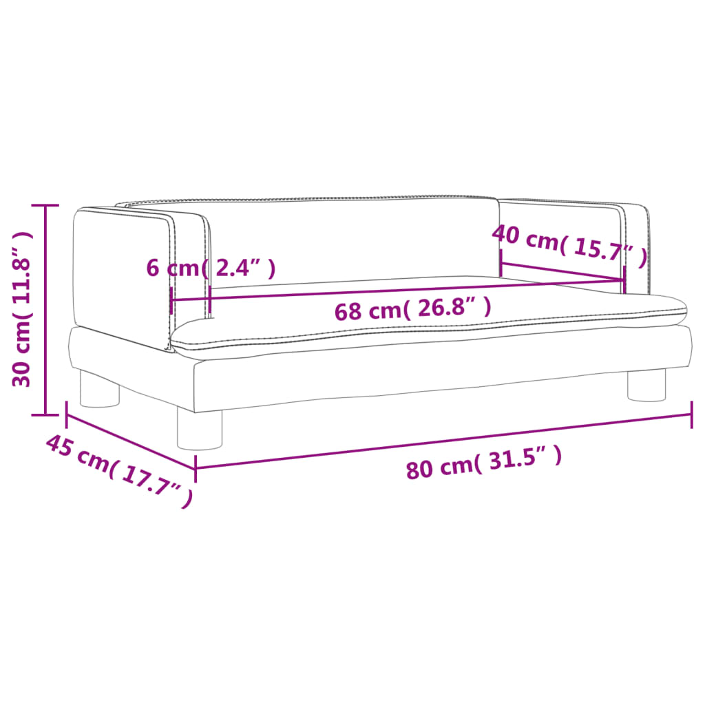 Divano per Bambini Grigio Chiaro 80x45x30 cm in Velluto