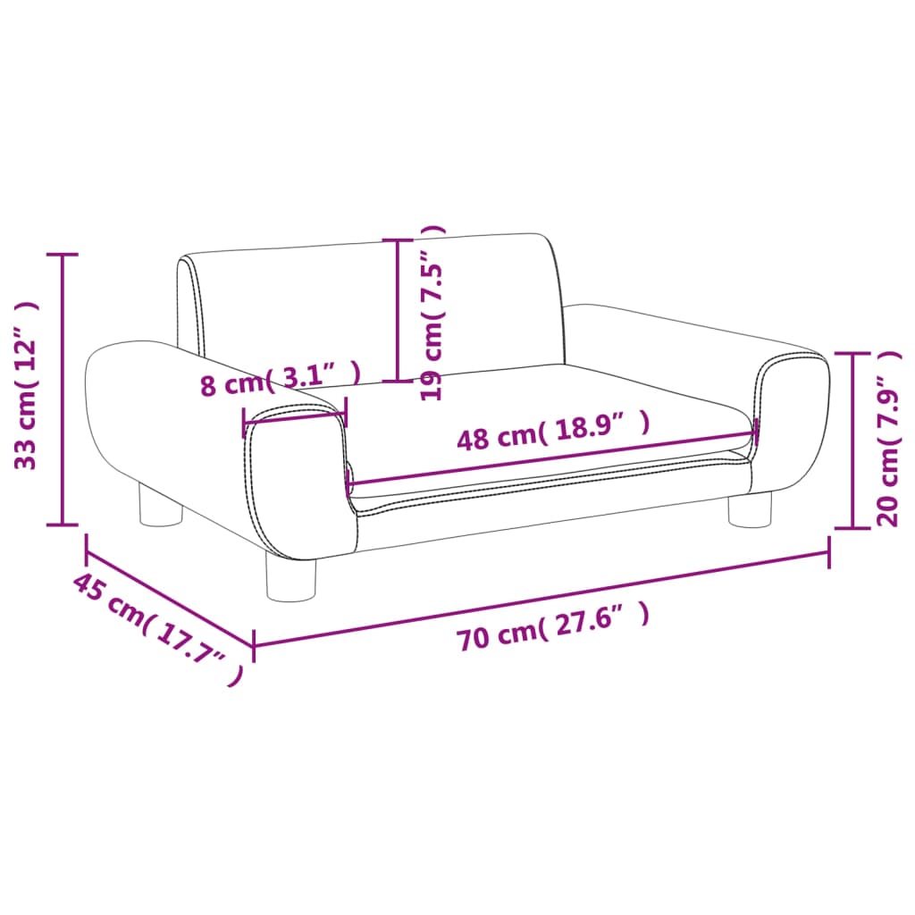 Divano per Bambini Grigio Chiaro 70x45x33 cm in Velluto