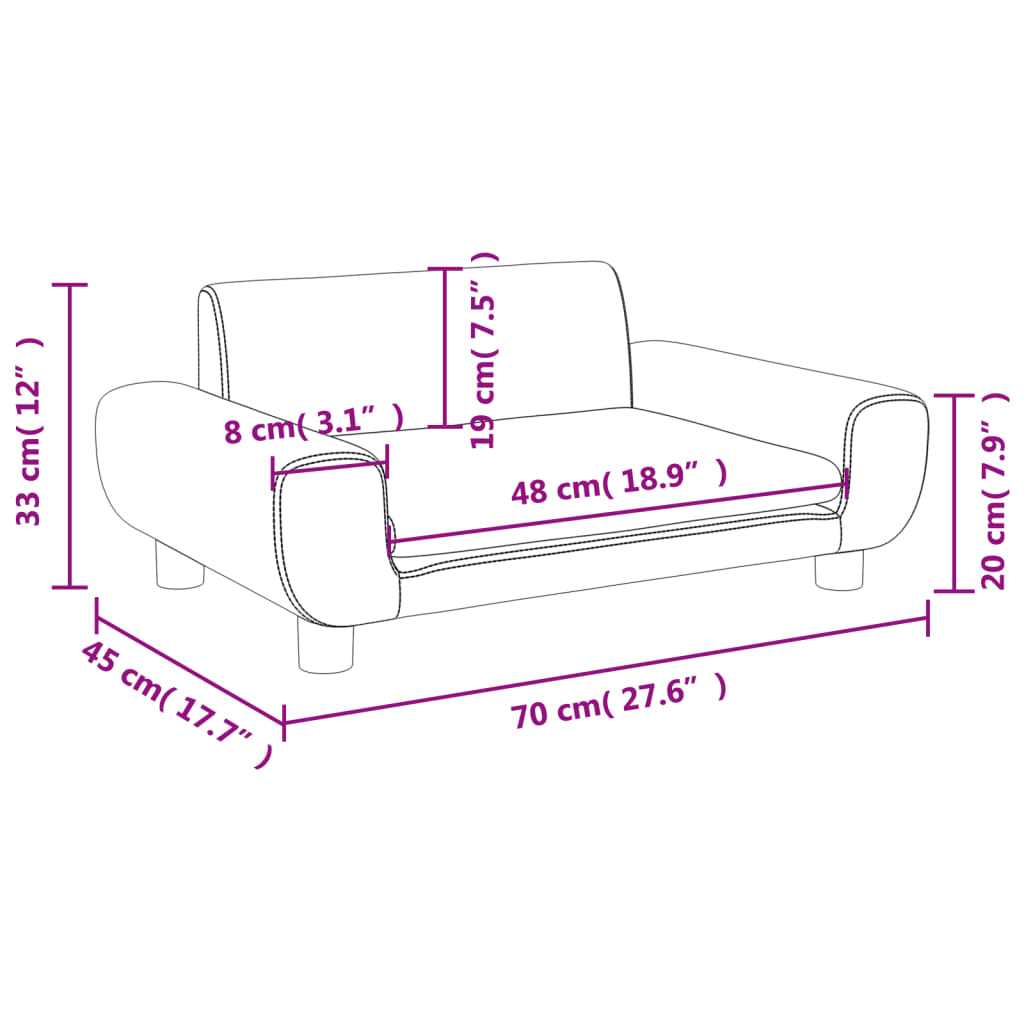 Divano per Bambini Grigio Scuro 70x45x33 cm in Velluto