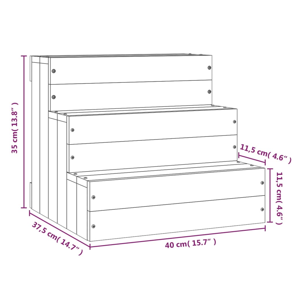 White Animal Ladder 40x37.5x35cm in Solid Pine Wood