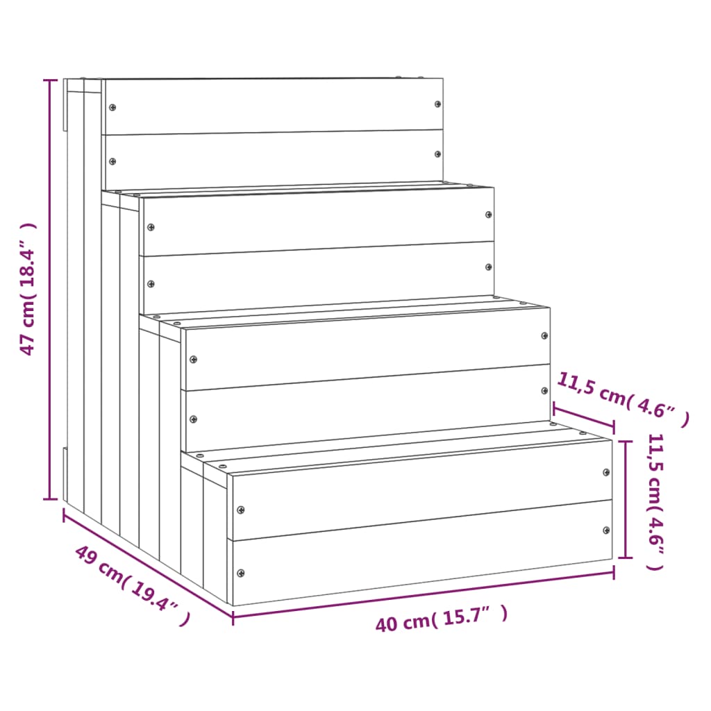 Animal Ladder 40x49x47 cm in Solid Pine Wood