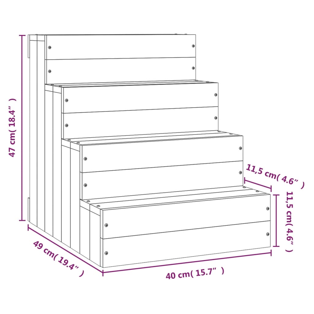 White Animal Ladder 40x49x47 cm in Solid Pine Wood