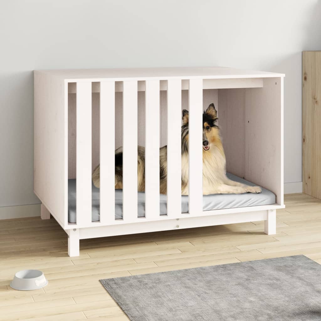 White Dog House 100x70x72 cm in Solid Pine Wood