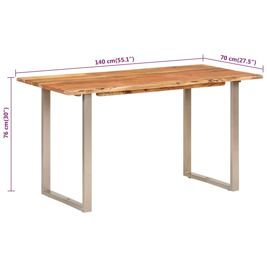 Tavolo da Pranzo 140x70x76 cm Legno Massello di Acacia